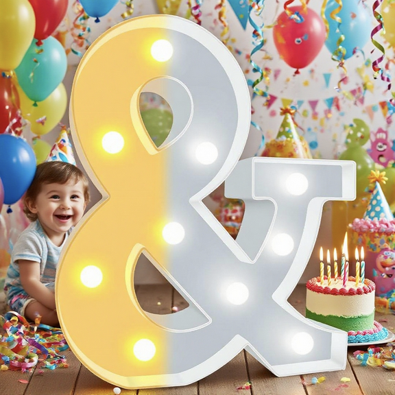 Oycbuzo decorative LED illuminated letters, dual-color plastic letter light signs, suitable for decorating parties, festivals, weddings, battery-powered.