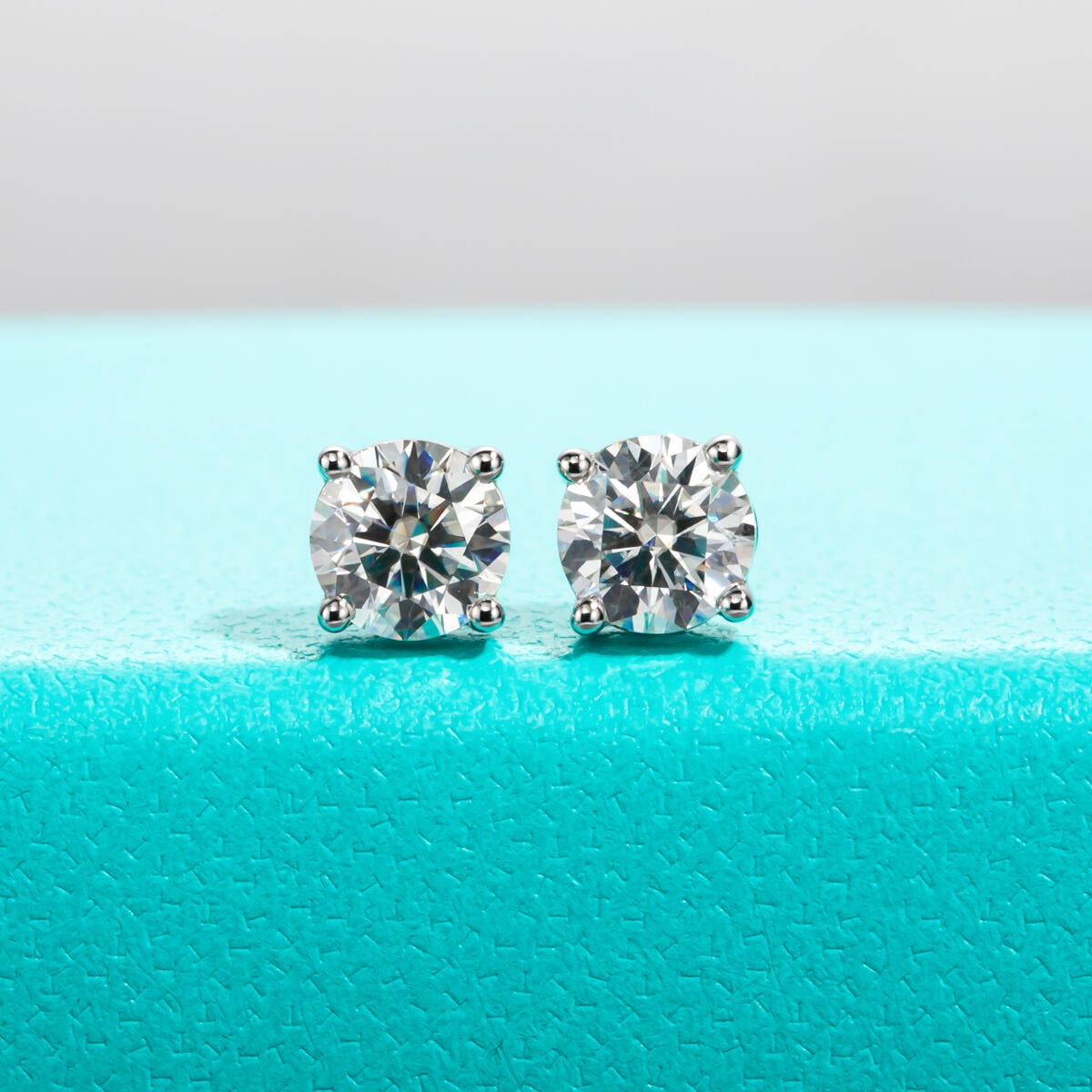 AnuClub 10K Post Moissanite Stud Earrings for Women, Total 1 Carat D Color VVS1 Lab Created Diamond Earrings 14K White Gold Plated S925 Sterling Silver Earrings