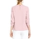 thumbnail image 3 of CURVOSPORT Camisa Elegante para Mujeres, Top de Oficina con Abertura en el Cuello, Frontal Plisado, Manga 3/4, Blusa de Chifón 3XL Rosa, 3 of 7