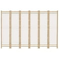 thumbnail image 3 of vidaXL Room Divider Foldable 6 Panel Room Divider Screen Bamboo and Canvas, 3 of 6