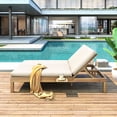 thumbnail image 2 of Bellemave Patio Double Chaise Lounge, Wood Double Chaise Lounge with 5-Position Adjustable Backrest, Outdoor Daybed with Removable Cushions for Patio,Poolside,Garden (Light Teak), 2 of 9