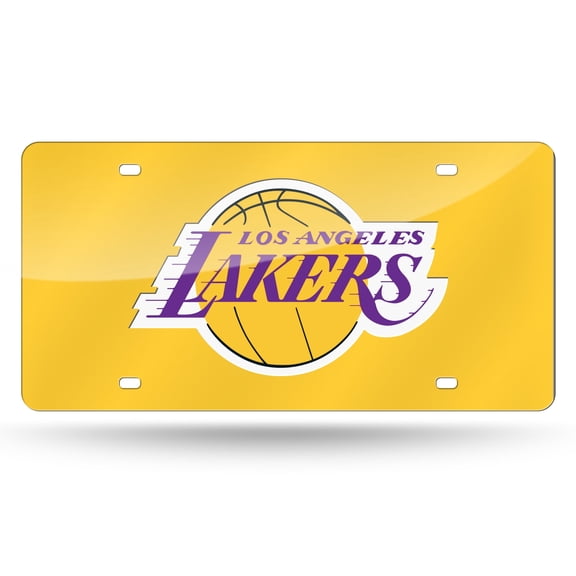 Los Angeles Basketball Lakers Yellow Look Acrylic License Plate Laser Tag