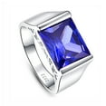 thumbnail image 1 of Men's Ring 10ct Square-Cut Created Blue Tanzanite 925 Sterling Silver Engagement Wedding Bands, 1 of 7