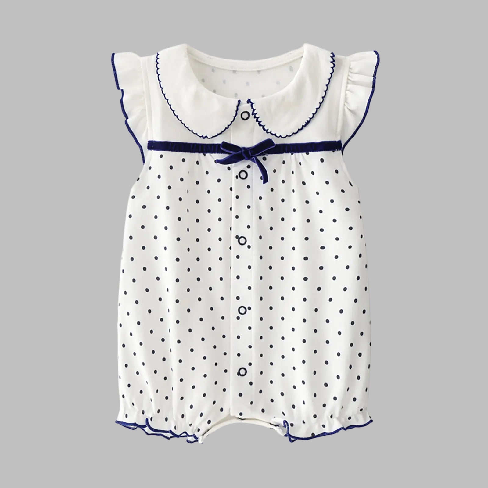 Kaemgyyd Newborn Baby Girl Clothes Cute Print Ruffle Sleeve Romper Soft Cozy Button down Jumpsuit Infant Bodysuit Outfits 3-24 M
