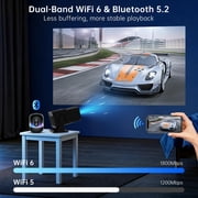HY320 4K Android 11 Smart Projector,Portable WiFi 6 Bluetooth 5.0 with Auto Keystone Correction,180°Rotatable Home Theater, Outdoor,Gaming