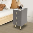 thumbnail image 5 of Narrow Nightstand with 3 Drawers, PU Bedside Cabinet, Simple Bedside Table Furniture, End Table with Metal Legs for Bedroom, Living Room (Dark Grey), 5 of 7