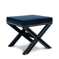 Meridian Furniture Nixon Contemporary Velvet Ottoman/Bench in Navy