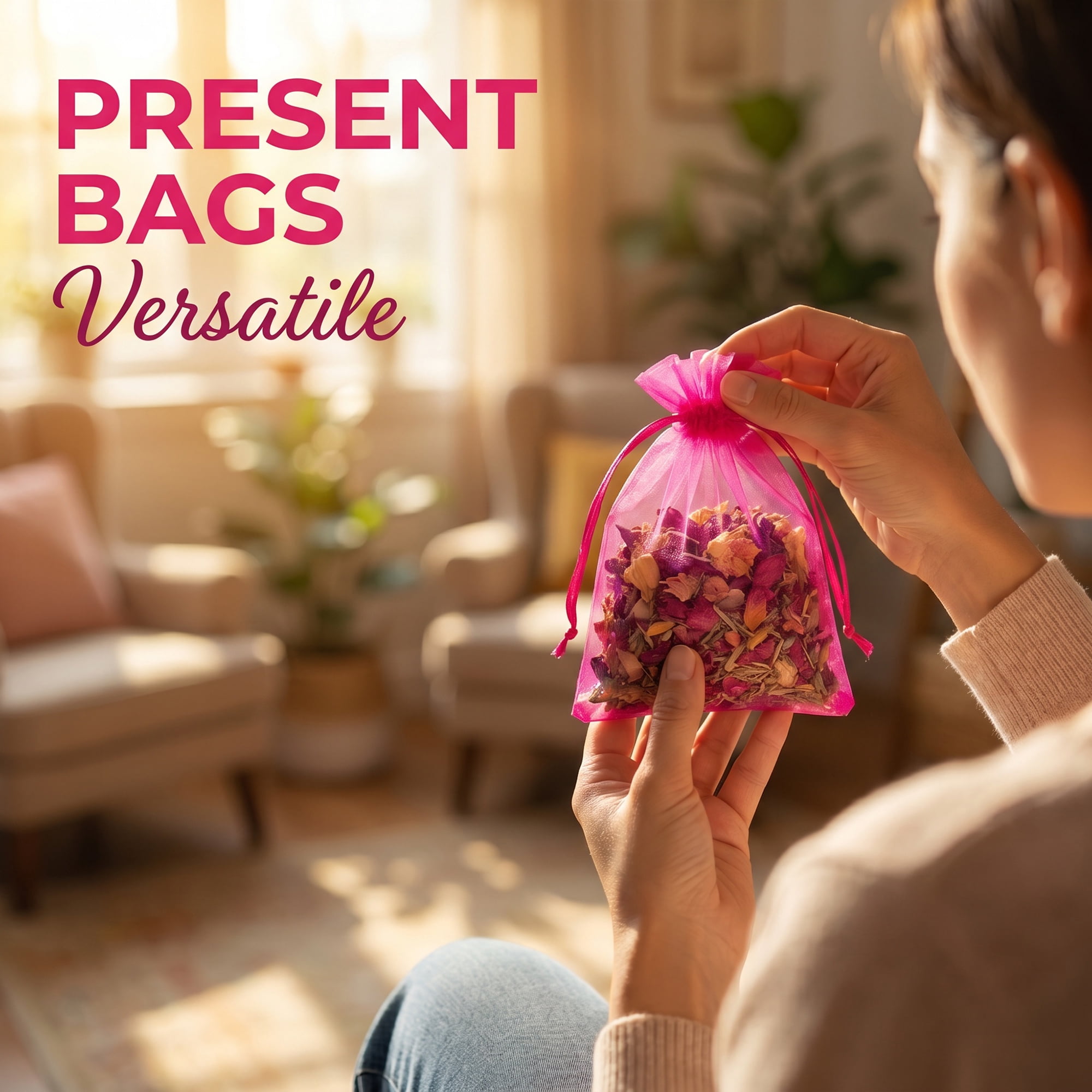 Unique Bargains Multi-Purpose Gift Bags with Handles for Events Rose Red 3.9" x 5.9"