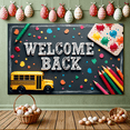 thumbnail image 4 of LUUFILx Welcome Back Banner for Office School Decorations with Balloons Colorful Pencils Party Supplies and Festive Backdrop for Event Celebration Classroom Decor, 4 of 9