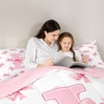 thumbnail image 4 of Erosebridal Initial Alphabet L Queen Comforter Set,Dreamy Princess Bowknot Bedding Comforter Set For Bowtie Girls, Reversible 3 Pieces, 4 of 7