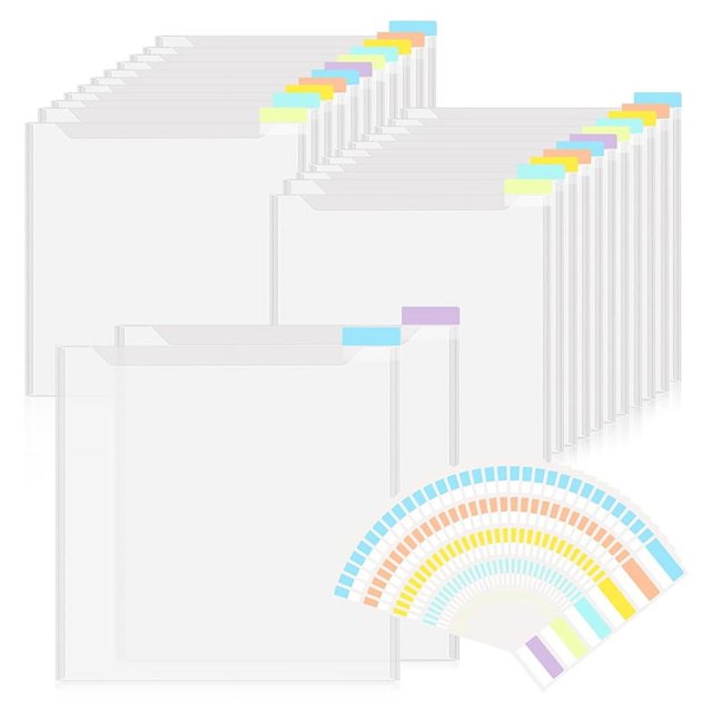 Organizador de Almacenamiento de Papel Scrapbook Organizador de Almacenamiento Transparente de 12x12 Pulgadas con Pestañas Adhesivas de Índice para Scrapbook Paper Vinyl A