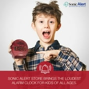 Sonic Bomb Dual Extra Loud Alarm Clock with Bed Shaker, Red | Sonic Alert Vibrating, Heavy Sleepers, Battery Backup | Wake with a Shake