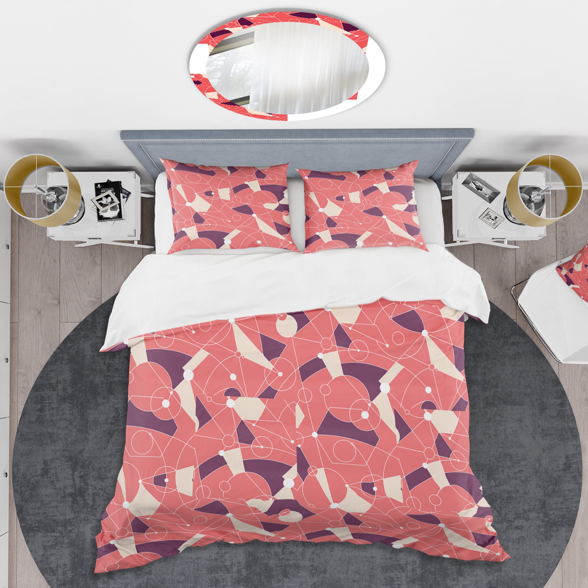 Designart 'Retro Geometric Grid I' Mid-Century Modern Duvet Cover Set