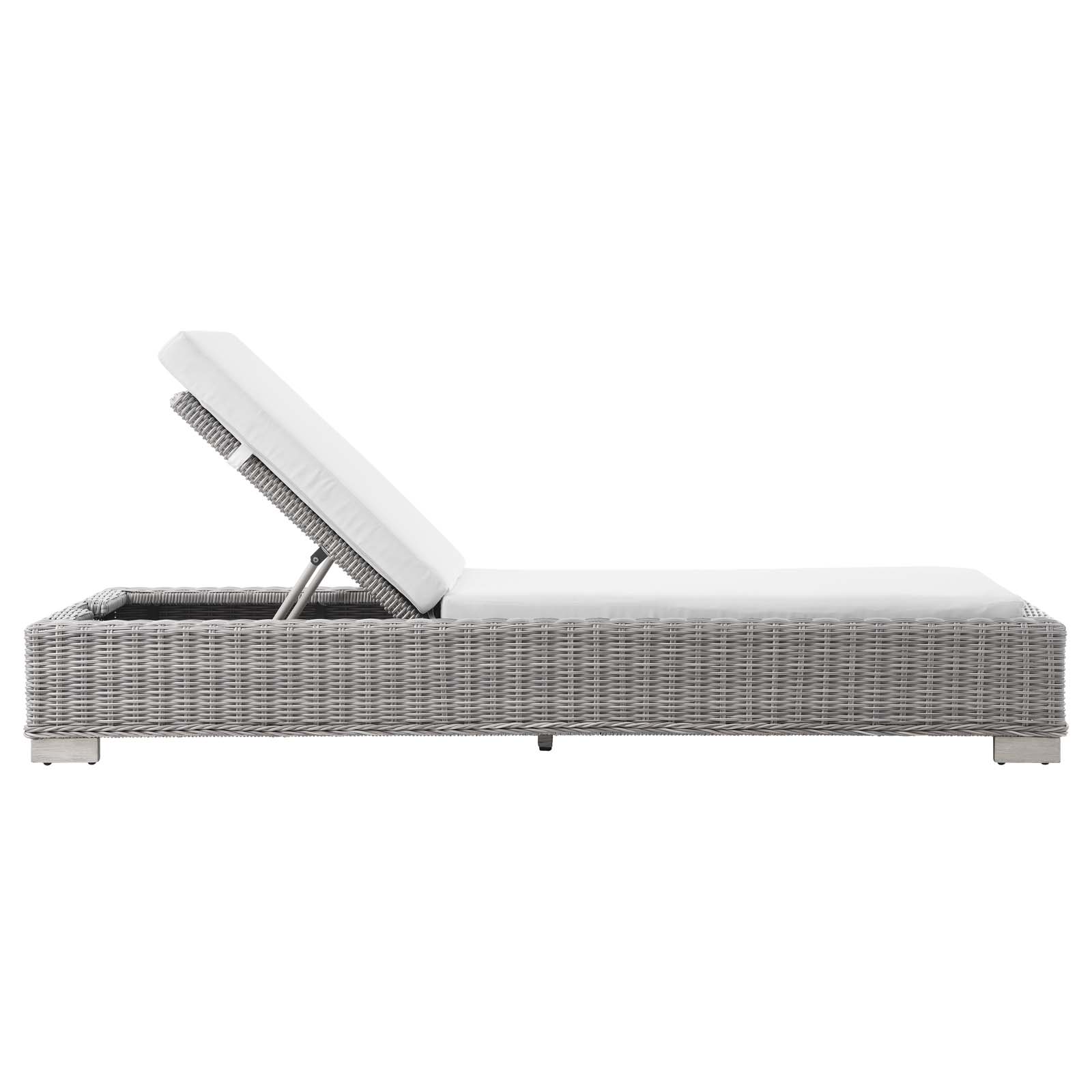 Modway Conway Outdoor Patio Wicker Rattan Chaise Lounge in Light Gray White - image 3 of 9