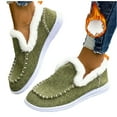 thumbnail image 2 of Womens Winter Flat Fluffy Snow Ankle Boots,Warm Faux Fur Lining Anti-Slip Slip on Loafer Casual Outdoor Plush Loafers Booties (Green,41), 2 of 9