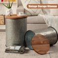 thumbnail image 7 of ZXNYH Farmhouse End Tables Set of 2, Galvanized Metal Decor Side Table with Wood Lid, Coffee Table Storage Stool for Living Room (White), 7 of 7