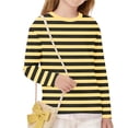 thumbnail image 6 of FAHXNVB Girls Striped Long Sleeve T Shirts Crew Neck Breathable Summer Casual Tees Tops Lightweight Kids Shirts 3-14 Years, 6 of 8