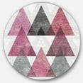 thumbnail image 1 of Designart 'Pink Geometric Mod Triangles I' Geometric Metal Circle Wall Art, 1 of 3