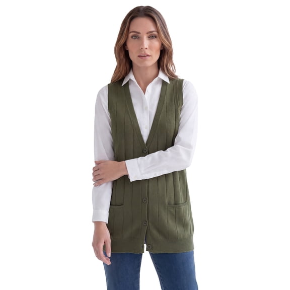 Roaman's Women's Plus Size Drop Needle Vest Lightweight Sweater Knit
