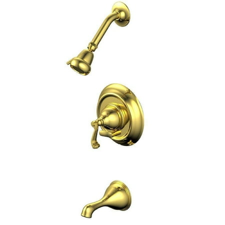 Pegasus 5000 Series Pressure Balance Tub and Shower, Ceramic Disc Cartridge, Single Lever Handle, Polished Brass Finish