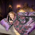 thumbnail image 3 of Manfei Gothic Dragon Animals Full Size Comforter Sets,Vintage Rose Flower Bedding Comforter Set,Pink Gray,Black Reversible,3pcs,1 Comforter and 2 Pillowcases, 3 of 7