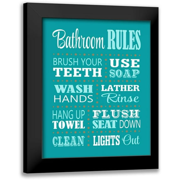 Robinson, Tamara 15x18 Black Modern Framed Museum Art Print Titled - Bathroom Rules
