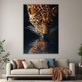 thumbnail image 6 of Mudket Framed Ready to Hang Leopard Canvas Wall Art, Jungle Safari Cheetah Animal Print Wall Decor, Water Reflection Cheetah Poster for Living Room Man Cave Office Decor - 36"L x 24"W, 6 of 10