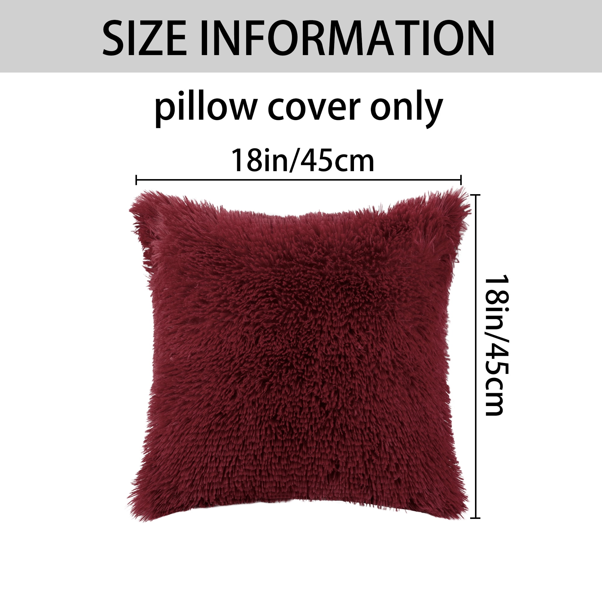 Unique Bargains Soft Modern Home Decor Plush Decorative Throw Pillow Covers (2 Count) Claret 18" x 18"