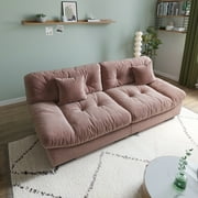 Magic Home 89 Cloud Sofa,Modern Velvet Couch,3-Seat Sofa for Living Room,Apartment and Small Space,Pink