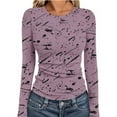 thumbnail image 7 of Hvyesh Long Sleeve Shirts for Women Crewneck Basic T-Shirts Casual Printing Slim Fit Stretch Tops, 7 of 7