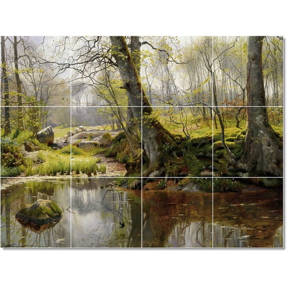 Ceramic Tile Mural-Peder Mork Monsted Country Painting 283. 17" w x 12.75" h using (12) 4.25 x 4.25 ceramic tiles