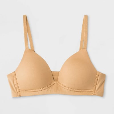 Maidenform Girls' Molded Triangle Padded Pullover Comfort Bra - Beige 34A: Adjustable Strap, Full Coverage