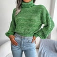 thumbnail image 2 of 50% Off Clear! asdoklhq Sweaters for Women Clearance $5.00,Women's Fashion Casual Lantern Long Sleeve Turtleneck Knitted Sweater Turtleneck Sweater, 2 of 6