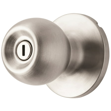 Hyper Tough Interior Locking Ball Privacy Bed and Bath Doorknob Stainless Steel Finish