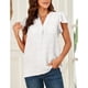 thumbnail image 4 of Blusa de Manga Corta de Jacquard con Cuello en V y Mangas con Volantes para Mujer Ticfox S, 4 of 6