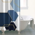 thumbnail image 4 of Blue Gold Hexagon Marble Shower Curtain 36"x72" ,Bathroom Decorative Shower Curtains Set with 12 Hooks,Modern Waterproof Washable Shower Curtain, 4 of 6