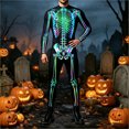 thumbnail image 2 of Tisuna Men'S Halloween Stage Jumpsuit Skeleton Print Zipper Front Tight Bodysuit For Theme Party Performance Wear Size M, 2 of 5