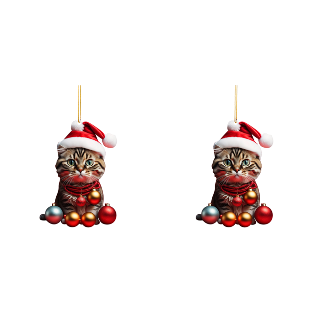 Navidad Lindo Gato Adornos Acrílico Coche Decoraciones (A)