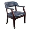 Offex Navy Vinyl Luxurious Conference Room Chair with Casters