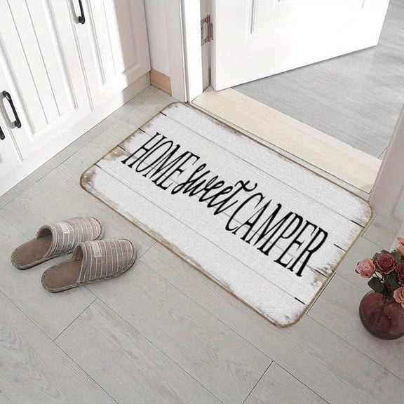 Camper Camping Flannel Door Mat Welcome Print Non Slip Washable Rug Home Decor RV Travel