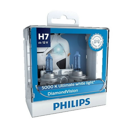 Philips H7 12972 DV 12V 55W PX26d Diamond Vision 5000K Ultimate White Light 12972DVS2 Pack of 2 Bulbs
