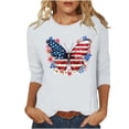 thumbnail image 2 of lcziwo 3/4 Length Sleeve Womens Tops Cotton 4Th Of July Family T Shirt Plus Size Celebration Independence Day Casual Round Neck Tee Top White XXXL, 2 of 6