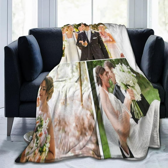 Custom Blanket with Photo Text Personalized Flannel Throw Blanket Customized Picture Blanket for Adult Kid Birthday Christmas Halloween Fathers Mothers Valentines Day Gift 40"X30"
