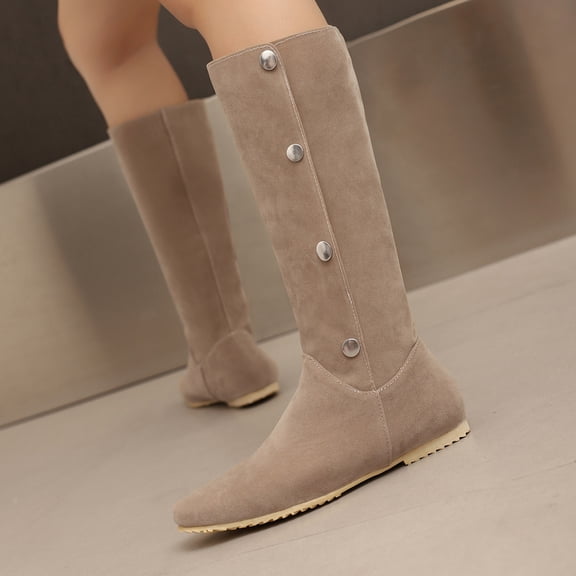 Cowboy Boots For Women Heeled Suede Mid Calf Boots Fashion Toe Western Boots