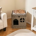 thumbnail image 2 of Costway Foldable 2-tier Rattan Cat Litter Box Enclosure with Litter Mat Indoor Pet House, 2 of 10