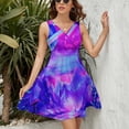 thumbnail image 3 of Psychedelic Galaxy Space Women's Tank Dress V Neck Sleeveless Summer Sundress, 3 of 7