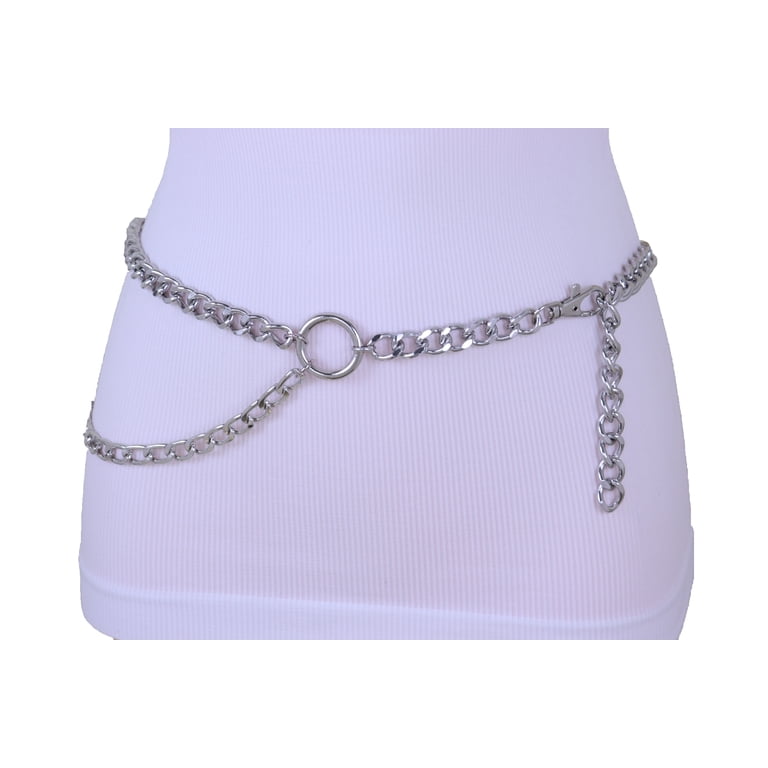 Brand New Michael Kors Silver Tone Metal Chain Belt Cinched Waist Logo Silver-Tone Chain-Link Belt in SILVER - Sale | Michael  main image 2