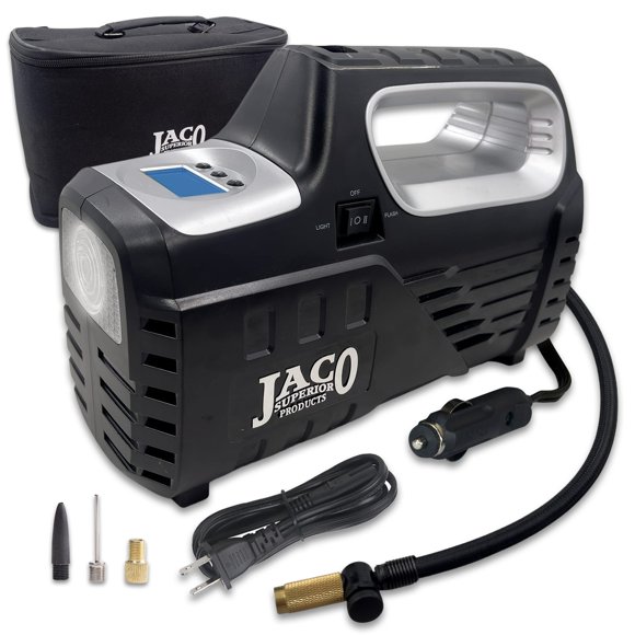 JACO SmartPro 2.0 AC/DC Digital Tire Inflator Pump - Automatic Portable Air Compressor - 100 PSI (12V DC, 110-120V AC)