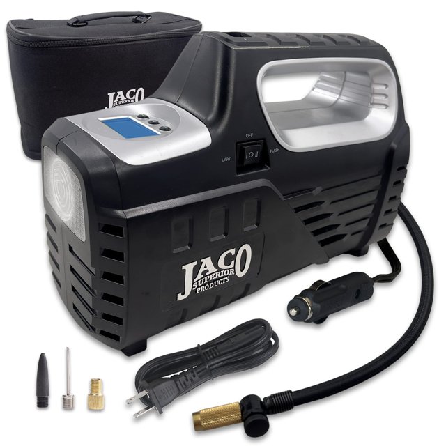 JACO SmartPro 2.0 AC/DC Digital Tire Inflator Pump - Automatic Portable Air Compressor - 100 PSI (12V DC, 110-120V AC)
