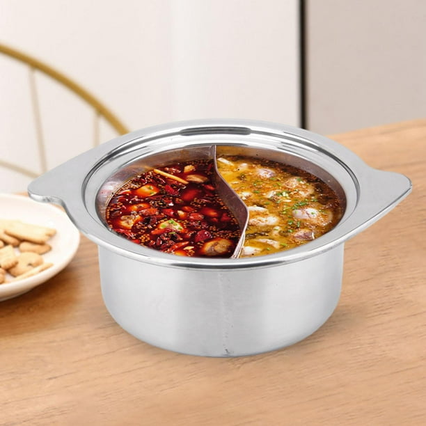 Olla caliente divisora Shabu, olla china de doble cara, estufa de inducción, olla de gas portátil, utensilios de cocina, olla para fiesta, cocina en 18cm sin tapa BLESIY Ollas Calientes Divididas